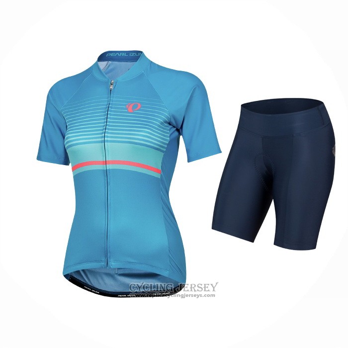 2021 Cycling Jersey Women Pearl Izumi Sky Blue Short Sleeve And Bib Short